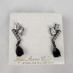 Fifth Avenue Collection Black Teardrop Faceted Stone Rhinestone